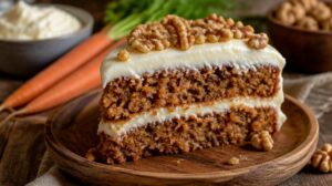Tradiční mrkvový dort Carrot Cake s ořechy a krémem z čerstvého sýra