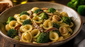 Tradiční orecchiette s brokolicí, česnekem a ančovičkami
