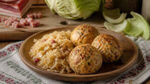 Tradiční rakouské slaninové knedlíky Speckknödel k zelí