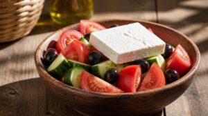 Tradiční řecký salát Choriatiki: Originální recept se správným poměrem zeleniny, oliv a velkého bloku sýru feta