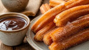 Tradiční španělské churros s horkou čokoládou