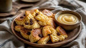 Tradiční trhanec (Kaiserschmarrn) s rozinkami a jablečným pyré