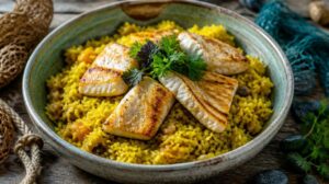 Tradiční turkmenský pilaf s rybím masem a šafránem