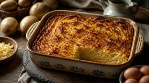 Tradiční židovský kugel z brambor: Křupavý a sytý slaný nákyp podle tradičních rodinných receptů