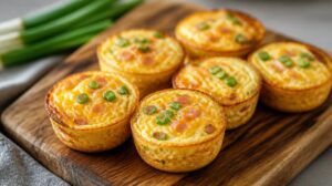 Vajíčkové muffiny se šunkou, sýrem a jarní cibulkou