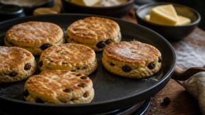 Velšské koláčky Welsh Cakes pečené na suché pánvi s rozinkami