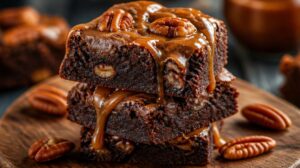 Vláčné brownies s pekanovými ořechy a javorovým karamelem