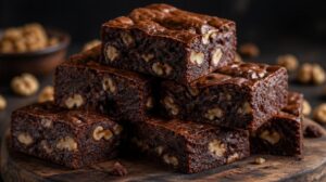 Vláčné čokoládové kostky Brownies s vlašskými ořechy