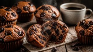 Vláčné kávové muffiny s kousky hořké čokolády: Perfektní rychlé pečení ke snídani i odpolední svačině