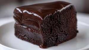Vláčný čokoládový dort Fudge Cake s hustou čokoládovou polevou
