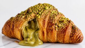 Vláčný pistáciový croissant s bohatým krémem (New York Roll)
