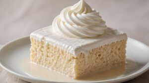 Vláčný třímlékový dort Tres Leches se šlehačkovou čepicí