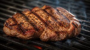 Vpřový steak na grilu s marinádou z olivového oleje, česneku a oregana