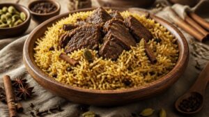 Zanzibarské rýžové Pilau s hřebíčkem, skořicí, kardamomem a hovězím masem