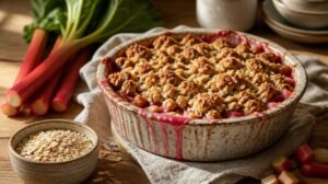 Zapečená rebarbora s ovesnou drobenkou (Crumble)