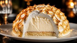 Zapečená zmrzlina na piškotu se sněhovou čepicí (Baked Alaska)