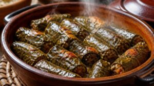 Zapečené moldavské holubce Sarma vinných listech s rýží a zeleninou