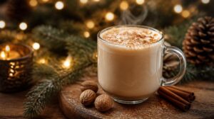 Zjemněná káva s vaječným koňakem (Eggnog Latte): Sváteční drink pro chladné večery